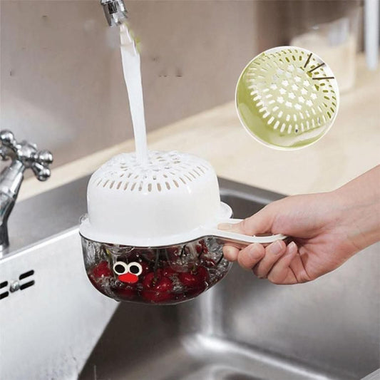 All-in-One Dual-Layer Strainer Basket with Handle for Easy Fruit & Veggie Washing