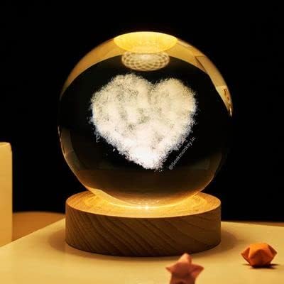 3D Heart Cloud Crystal Ball Night Lamp